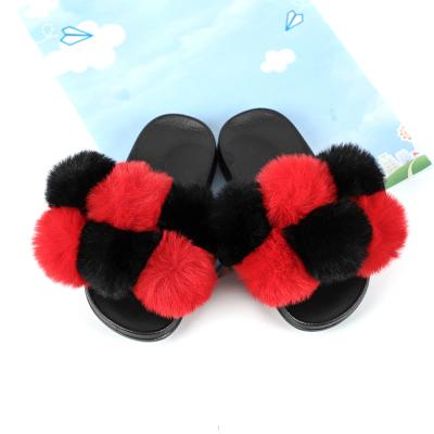 China Cheap Wholesale External Use Plush Single-Term Sandals Lightweight Children's Fox Fur Home Slippers Fur for sale