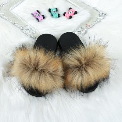 China Cheap Wholesale External Use Plush Single-Term Sandals Lightweight Children's Fox Fur Home Slippers Fur for sale