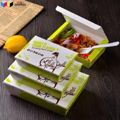 China Recycled Materials Food Grade Paper Sauce Lunch Meal Go To Packaging Food Box for sale