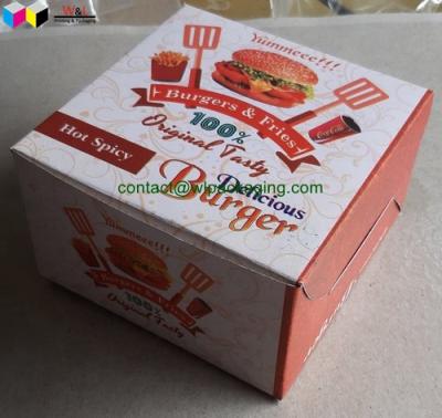 China Foldable Recycled Materials No Glue Food Grade Hamburger Box Hamburger Box Burger Holder Container for sale