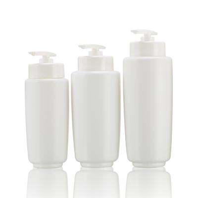 China Cosmetic in 300ml 400ml 500ml stock white PE plastic shampoo bottles and shower gel wash bottle cosmetics pump bottle for sale