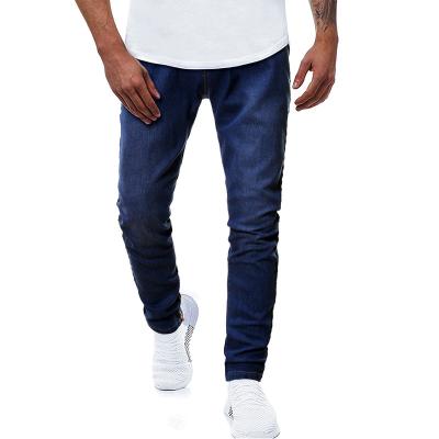 China Fashion Solid Color Breathable Fashion Designers Lattice Pants Men's Straight Leg Long Jeans Skinny Pants for sale