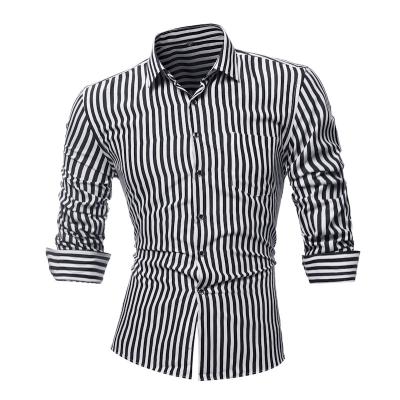 China New Style Men's Long Sleeve Shirts Anti-pilling 2021 New Stripe Design Hot Sale Shirts For Men for sale