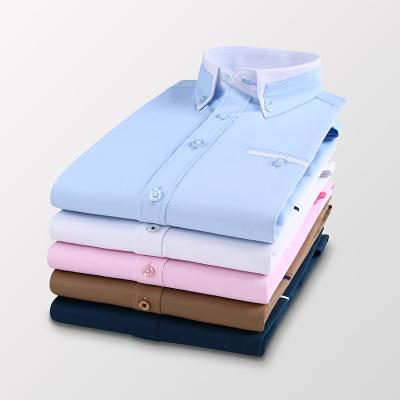 China 2021 New Style Men's Thin Turn-Down Shirts Men's Solid Color Long-sleeved Shirt Collar Anti-pilling Shirts White for sale