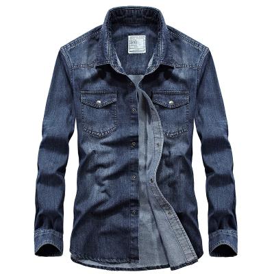 China Autumn New Denim Shirt Mens Anti-pilling spring and casual sleeve long plus size denim shirts for men for sale