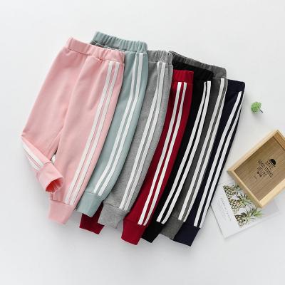 China New style anti-pilling high quality winter girls pants warm cotton pants kids joggers custom made with side stripe for sale