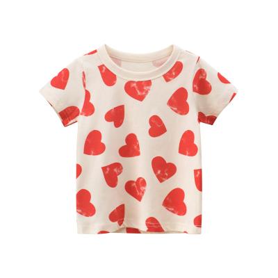 China 2021 Summer Kids Cute Print T-shirt Boutique Soft Breathable Heart Girls T-shirts For Girl for sale