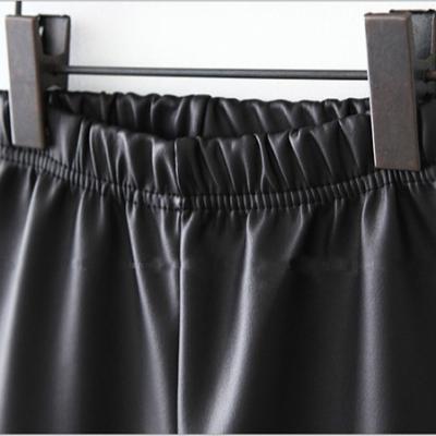 China 2021 Autumn And Winter Girls Leather Anti-wrinkle Gaiters Cropped Pants Shear PU Thick Leather Pants Girls for sale