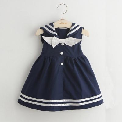 China Girl Kids Breathable Sailor Dress Summer College Style New Design Cotton Dresses For Babies for sale