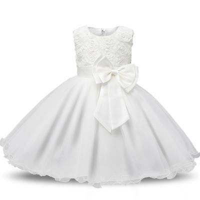 China Sleeveless Lace Developed Girls Dresses Dry Cleaning Even Birthday Plain Wedding Princess Theme Party Kids Bow White Dress For Girl for sale