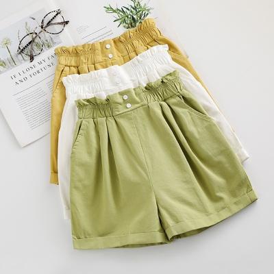 China Anti-pilling Children Summer Clothes Elastic Kids Girl Shorts Solid Color High Waisted Shorts for sale