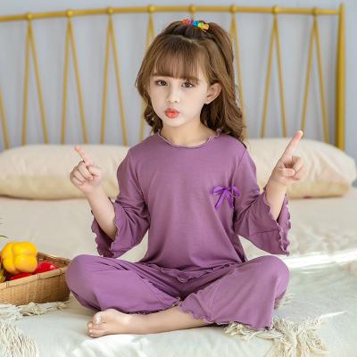 China Spring Breathable Summer Cute Pajamas Set Girls Pajamas Cotton Flared Sleeve Pants Pijama Set Sleepwear For Girl for sale