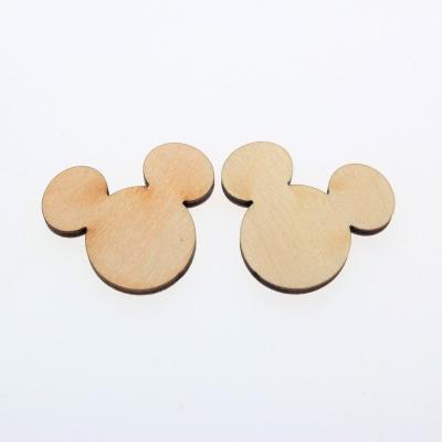 China Europe Wood Wedding Mickey Mouse Head Plain Birthday Wooden Pieces Slice Gift Tags With Hole For DIY Craft for sale