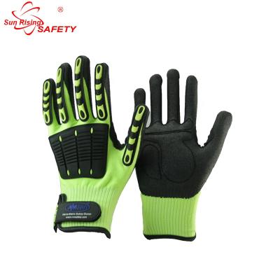 China SRSAFETY Multi-task Gloves Very Comfortable TPR Strapped Palm Finger Protection Reflective Working Gloves Strength And Flexible for sale