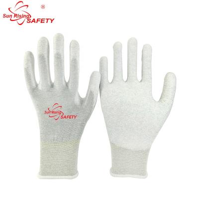 China Electronics Set SRSAFETY PU Palm Coated Anti Static Work Gloves for sale