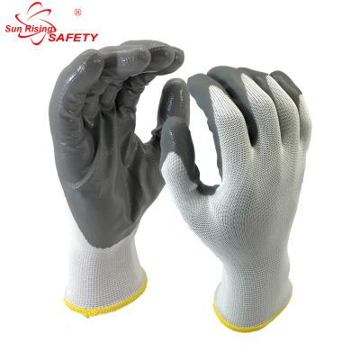 China Smooth Nitriles On Palm SRSAFETY Cheap Price Polyester On Palm Nitrile Coating Gloves / Work Gloves for sale