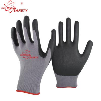 China Handing Industry SRSAFETY Cheap 13 Gauge Nitrile Gloves Black Foam Nitrile Gloves for sale