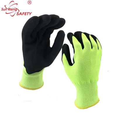 China Cut Protection SRSAFETY 13G Knitted Gloves Nylon Nitrile Level 5 Cut Liner Black Work Glove for sale