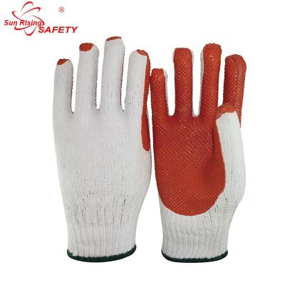 China SRSAFETY 10 GA Polycotton Laminated Rubber Latex Coated Gloves Coating Latex Coated Gloves / Red Rubber Working Gloves for sale