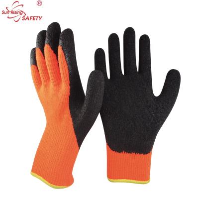 China Ply Finish SRSAFETY Fleece Coating Gloves Palm Coated Latex Gloves Thermal Freezer Work Gloves for sale