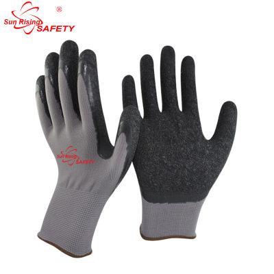 China Crinkle Finish SRSAFETY 13 Gauge Knitted Nylon Liner, Palm Ply Latex Coated Glove NM1350 for sale