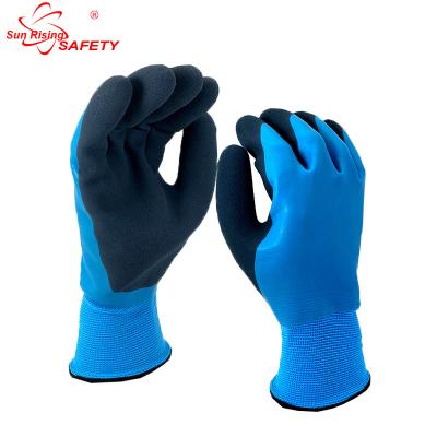 China SRSAFETY 13 gauge flexible knitted gloves full smooth latex coated and palm spongy rubber coated gloves for sale