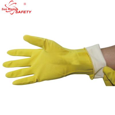 China SRSAFETY Long Household Wear Resistant Yellow Rubber Glove for sale