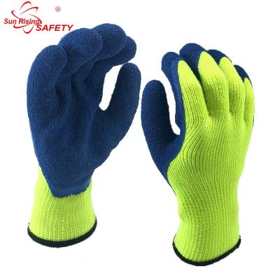 China SRsafety Terry Acrylic Knitted Lining Winter Use with Latex Liner Thermal Winter Work Glove for sale