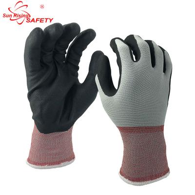 China SRSAFETY Gray Foam Nitrile Flexible Black High Flexible Thin Work Light Duty Glove for sale