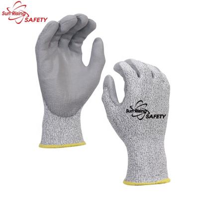 China Industry SRSAFETY 13 gauge anti-cutting hand cable PU cut coated man working gloves for sale