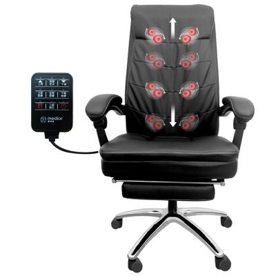 China PU(Height)Adjustable Custom Logo Full PU Massage Guide Rail Office Swivel Chair Boss Leather Back Ultra Thin Massage Chair for sale