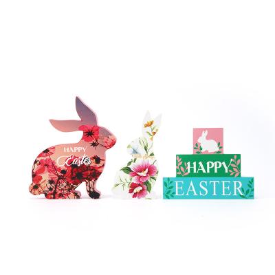 China 2023 New Wooden Factory Direct Sales Happy Easter Bunny Wooden Easter Decoration Holiday Decorations for sale