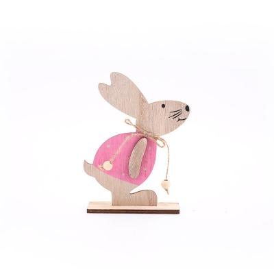 China Folk Wooden Art Easter Bunny Ornaments Easter Bunny Ornaments Bunny Easter Party Decorations With Color for sale