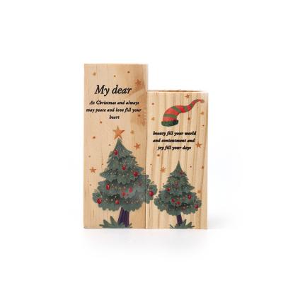 China Holiday decoration & Holiday is Christmas Holiday Gift Candle Holders Rustic Wooden Tree Decorative Candlesticker Celebrating Candle Holder for sale