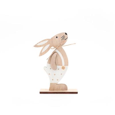 China Handmade Art Crafts Easter Decorations Wooden Rabbit Easter Table Home Decor Easter Party Decorations Folk Accessories for sale