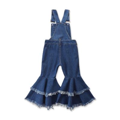 China Rocket Pants Little Kids Babies Suspender Jeans Overall Bell Blue Flare Pants for sale