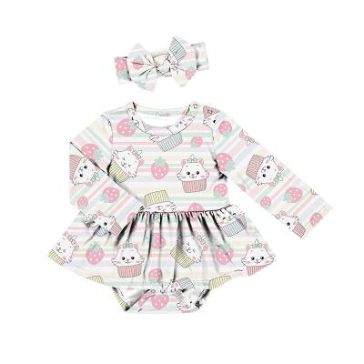 China Soft Cat Strawberry Romper Bodysuits Tops Long Baby Infant Sleeeves Clothes LT-339-YXL for sale