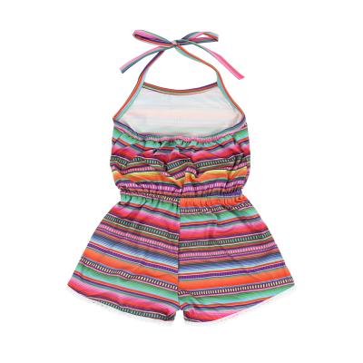 China Fashion Sleeveless Toddler Romper Mexican Serape Infant Jumpsuit Lace Up Baby Clothing for sale