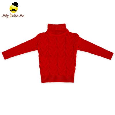 China Winter Kids Boutique Cotton Cable Knit Turtle Neck Sleeves Long Wear Breathable Red Simply Kids Vintage Baby Christmas Sweater for sale