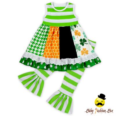 China 66TQZ476 Cotton Green Yiwu Yihong 100% Stripe And Shamrock Beehive Outfit Girl St Patrick's Day Outfits Toddler Girl Spring Boutique for sale