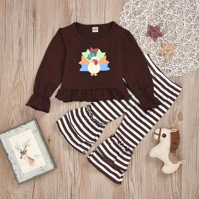 China 2020 casual babies fall winter outfits kids turkey design thanksgiving day clothing set girls boutique for sale