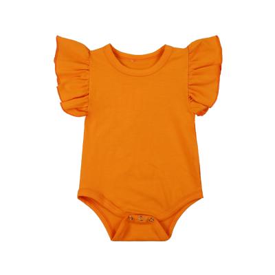 China Spandex / Cotton Baby Candy Color Floating Sleeve Casual Cotton Romper for sale