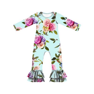 China 2LLY-198 boutique floral print breathable kids clothes infant unisex kid jumpsuit custom made with logo for sale