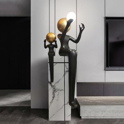 China ECOJASArtwork Modern Decorative Floor Lamps Sculpture Decor Lobby Reception Counter Mail Lantern Human Floor Lights Humanoid Statue Light for sale