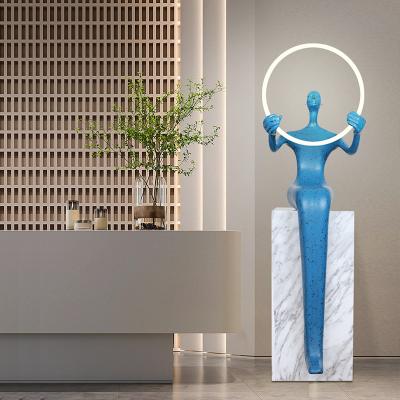 China ECOJAS Sculpture Design Modern Nordic Creative Human LED Resin Floor Lamp For Model ROM Lobby Exhibition Hall Decoration for sale