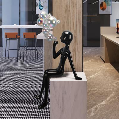 China Modern Decorative ECOJAS Statue Floor Light Stand Reading Sculpture For Living Room Mall Hotel Human Body Floor Lamp Decorative Ornament for sale