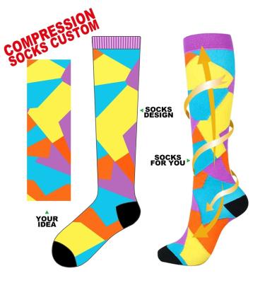 China QUICK DRY custom sporty printing prints of sublimation knee high socks compression socks for sale