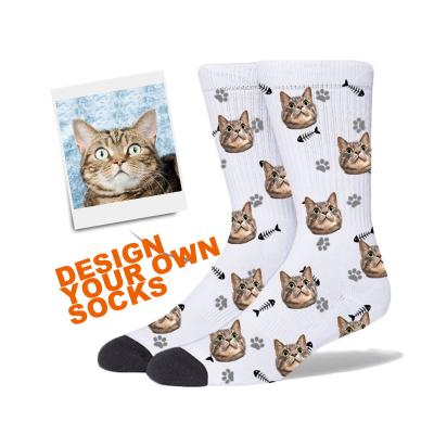 China Wholesale Custom QUICK DRY 360 Custom Novelty Printed Cat Photo Print 360 Custom Made Socks Women's Face On Socks With Your Pet Faces for sale