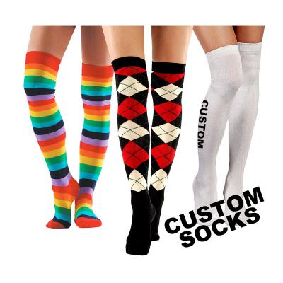 China Custom Designer Thigh Sustainable Socks Knit Thigh High Socks With Logo Customize Plus Size for sale