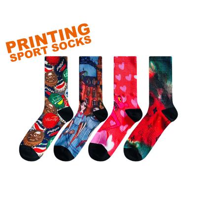 China Digital Print QUICK DRY Custom Design Cotton Sports Crew Socks For Men for sale